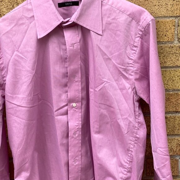 Vintage 100% Cotton Gucci Dress Shirt Pink Size 42 / 16.5 - Picture 3 of 11